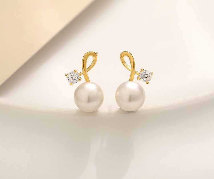 Pearl Twist Diamond S925 Earrings