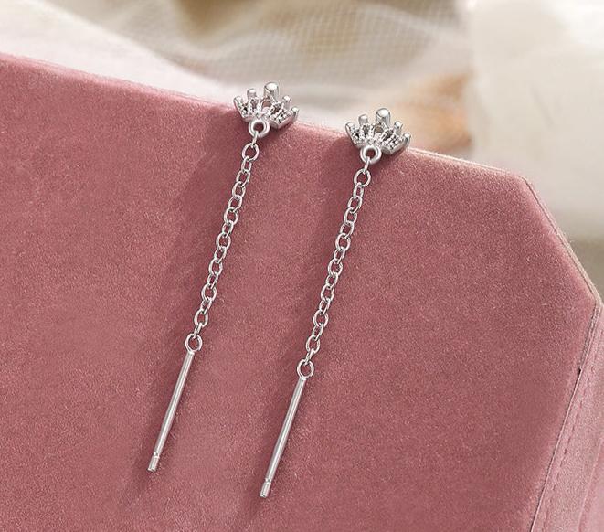Platinum Crown 925 Sterling Silver Earrings
