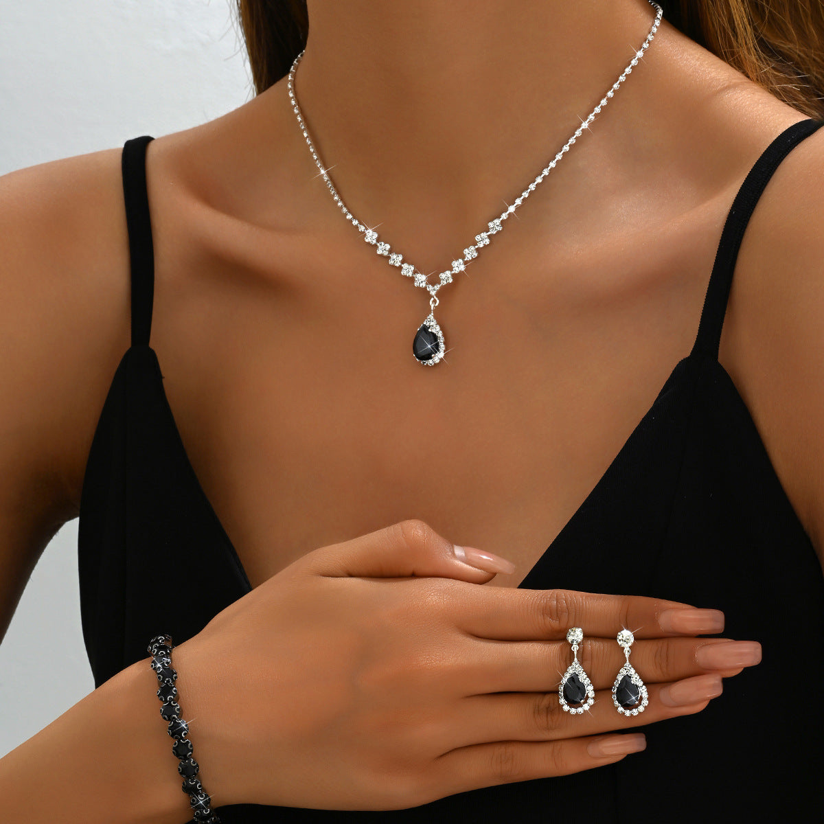 Rhinestone Three Piece AD Necklace Set