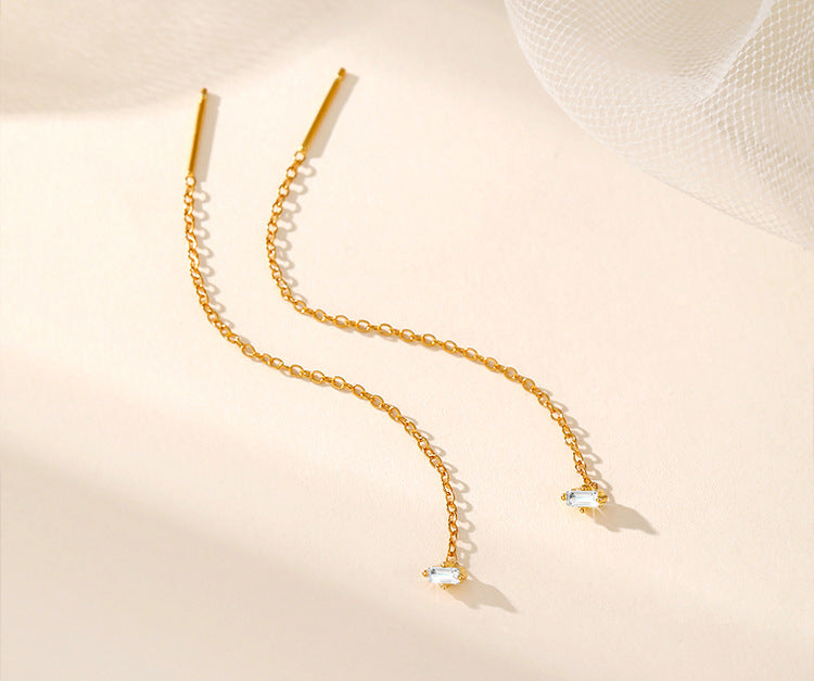 Inlaid Tassel 925 Sterling Silver Earrings