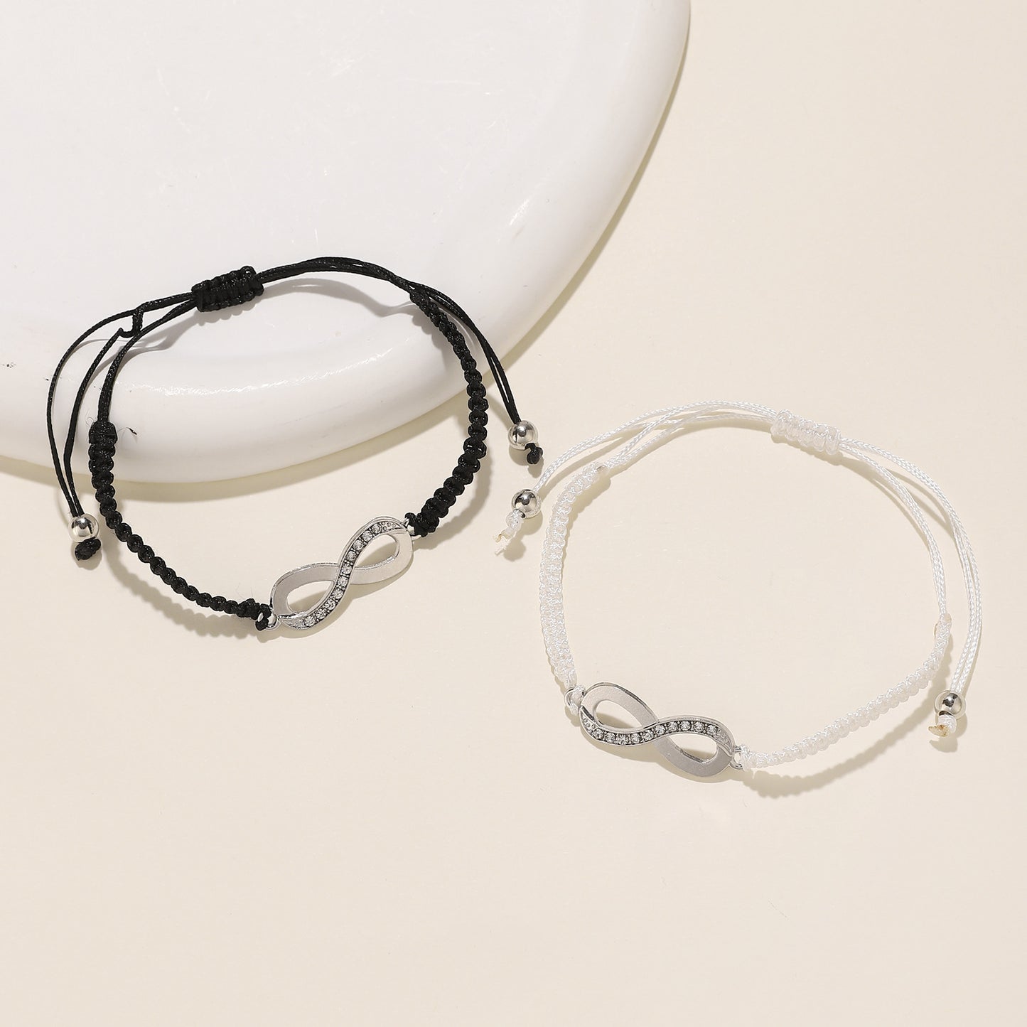 Diamond Braids of Infinity Couple Bracelet