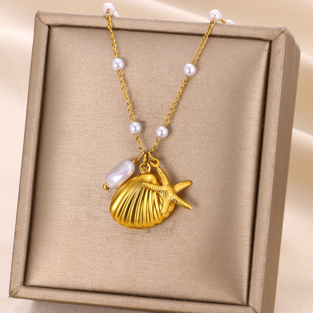 Shell Starfish Necklace Ocean Necklace