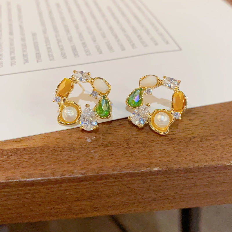 Thick Real Gold Plating Pearl Hoop S925 Earrings