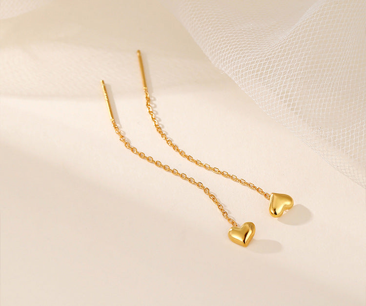 Heart-string Platinum 925 Sterling Silver Earrings