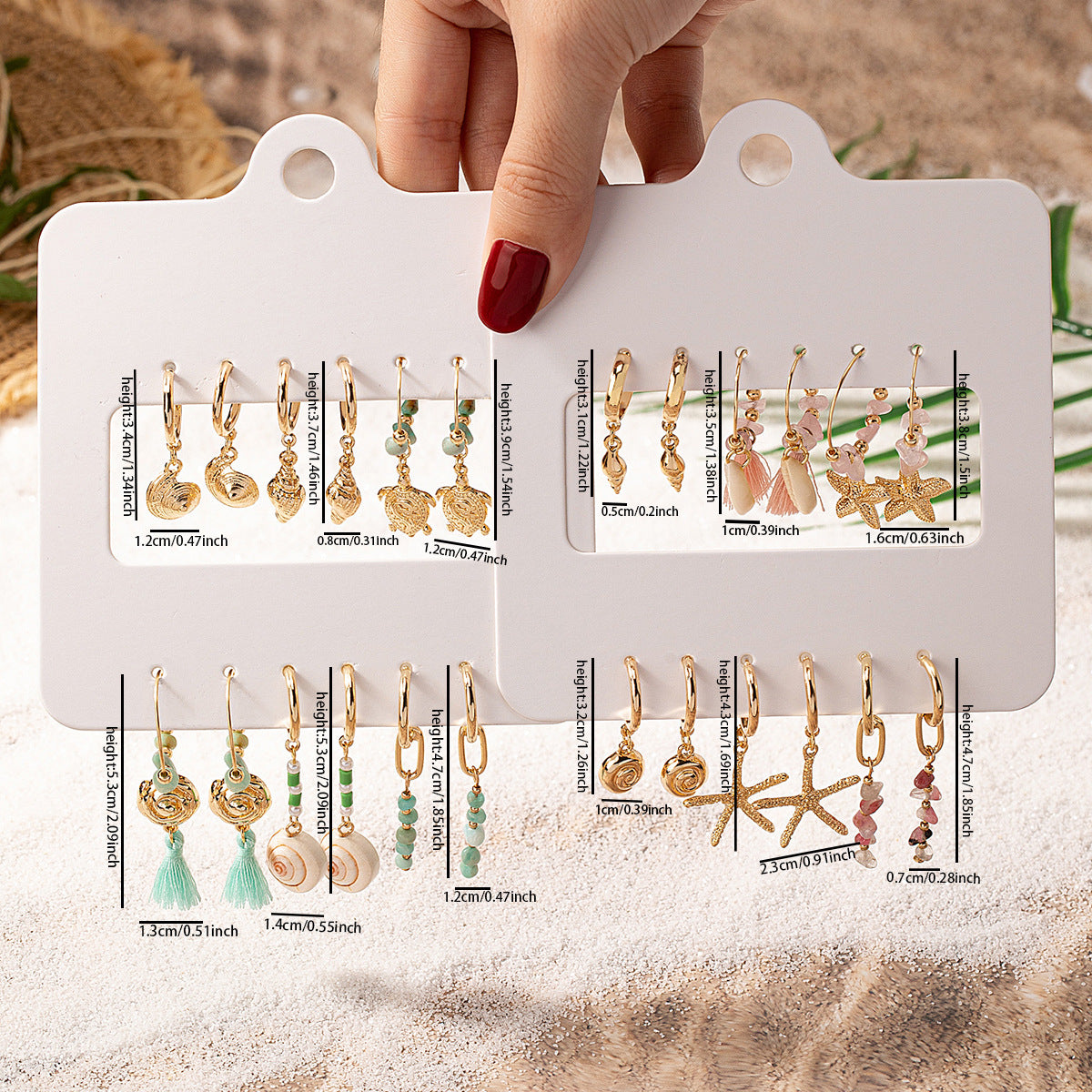 Starfish Shell Earrings Set