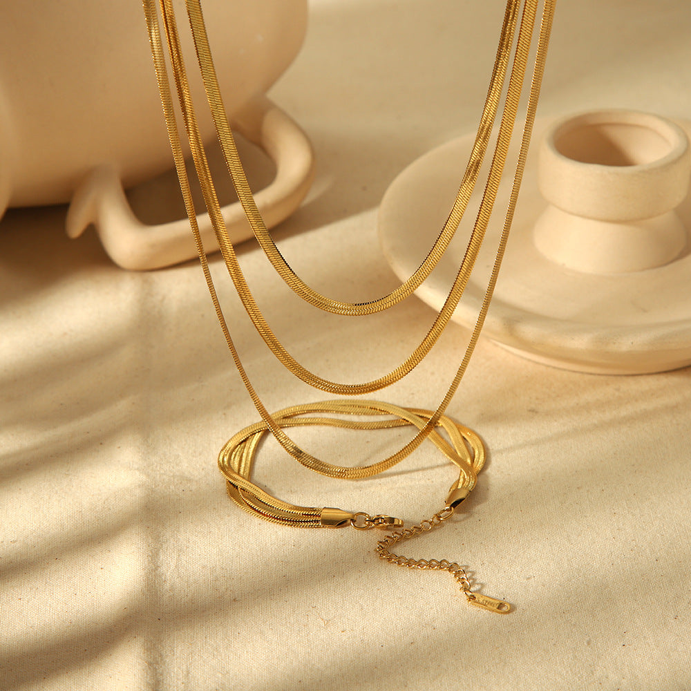 Umina Snake Bone Chain Necklace Set & Bracelet