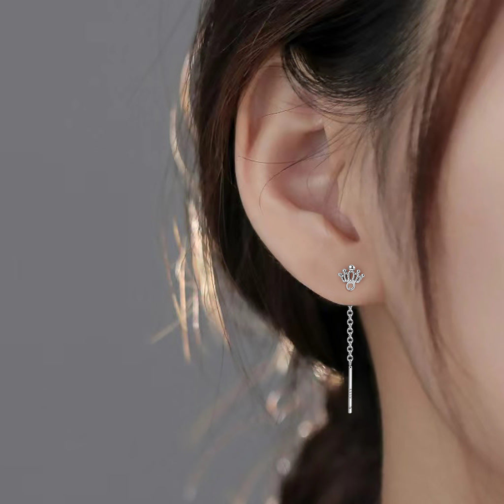 Platinum Crown 925 Sterling Silver Earrings