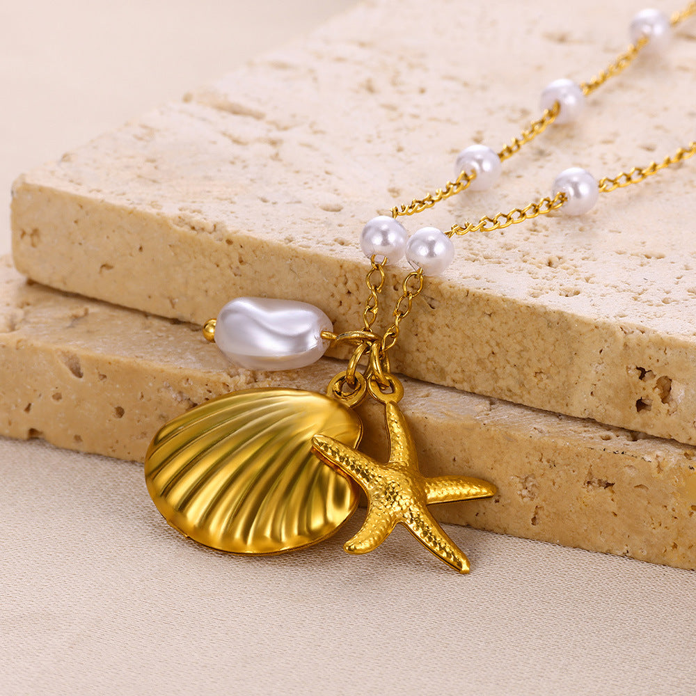 Shell Starfish Necklace Ocean Necklace