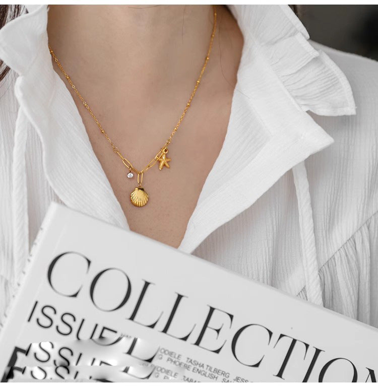 Tropical Starfish Shell Ocean Necklace