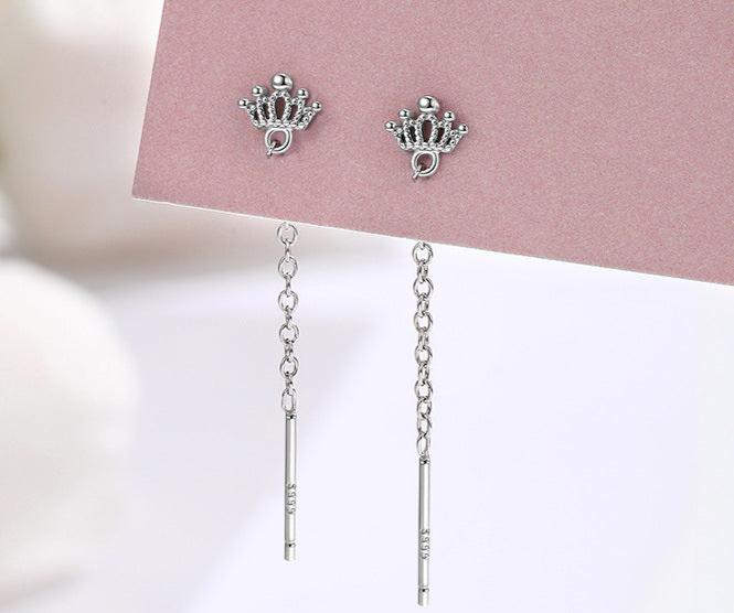 Platinum Crown 925 Sterling Silver Earrings