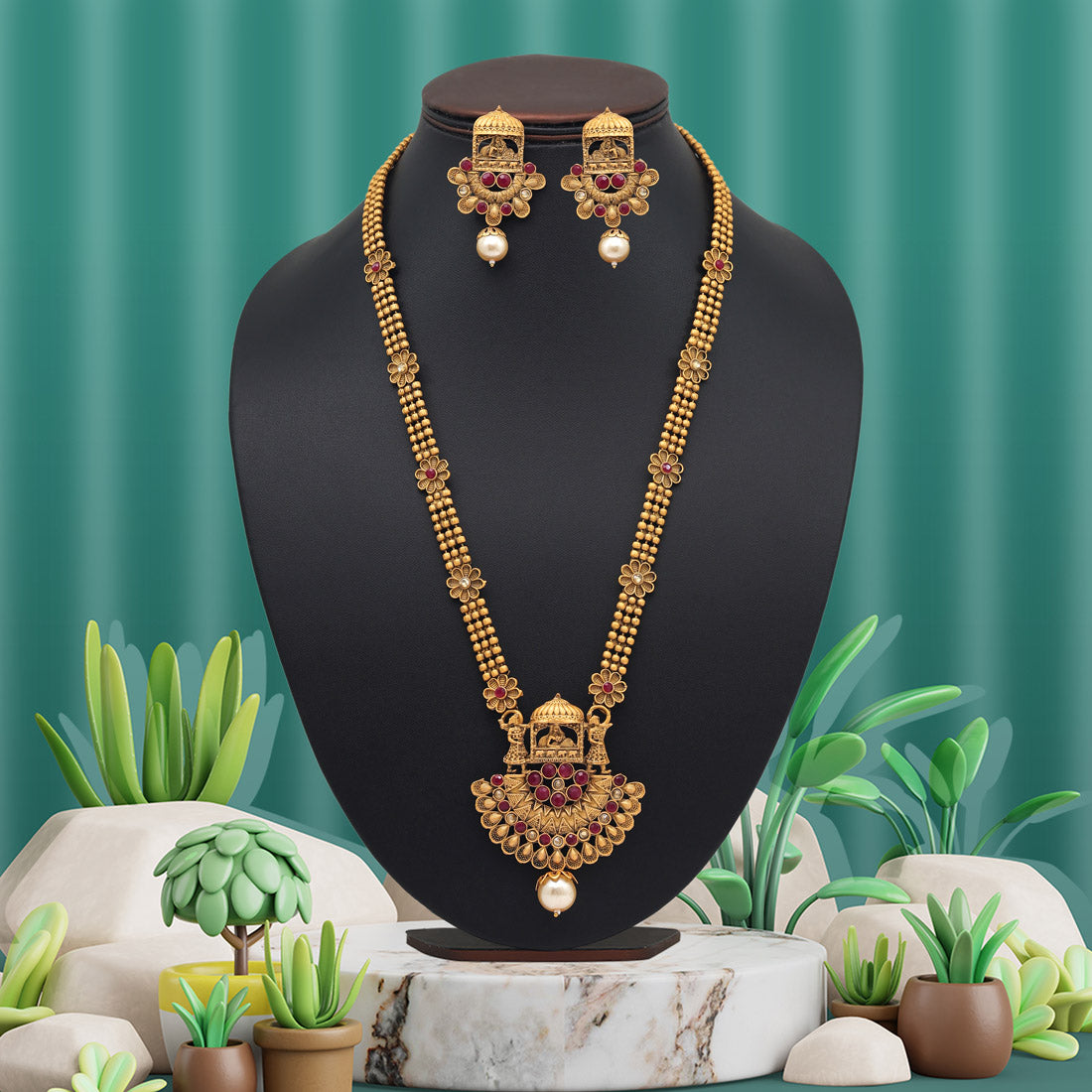 Nayika Doli Temple Rajwadi Necklace Set