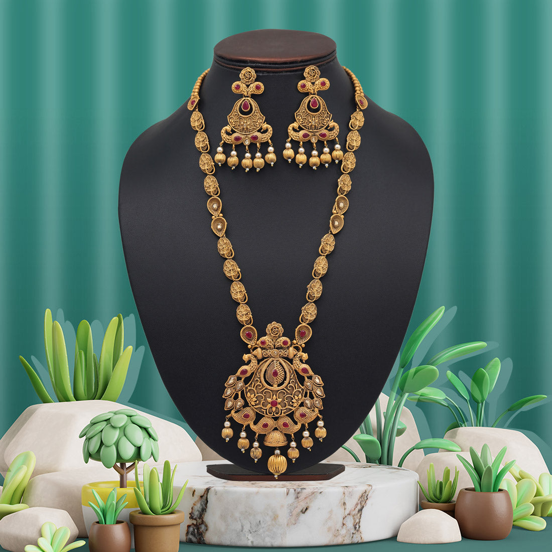 Mayuri Temple Rajwadi Necklace Set