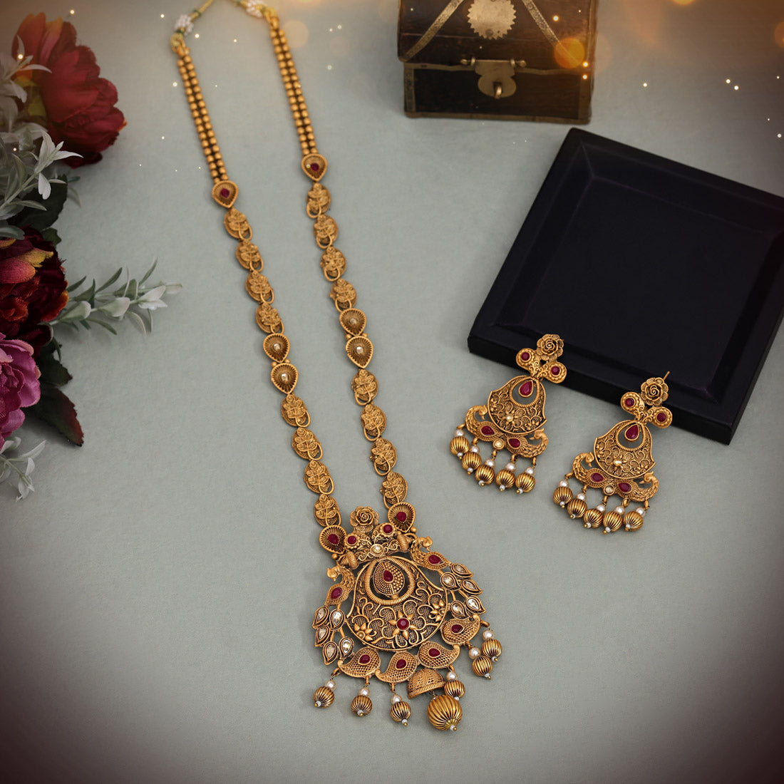 Mayuri Temple Rajwadi Necklace Set