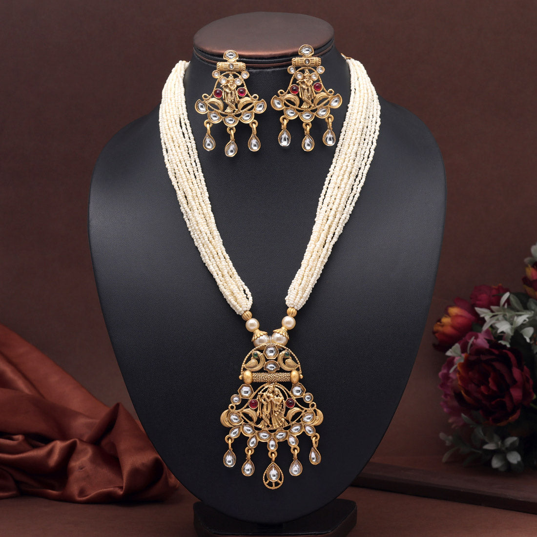 Anuragini Temple Rajwadi Necklace Set