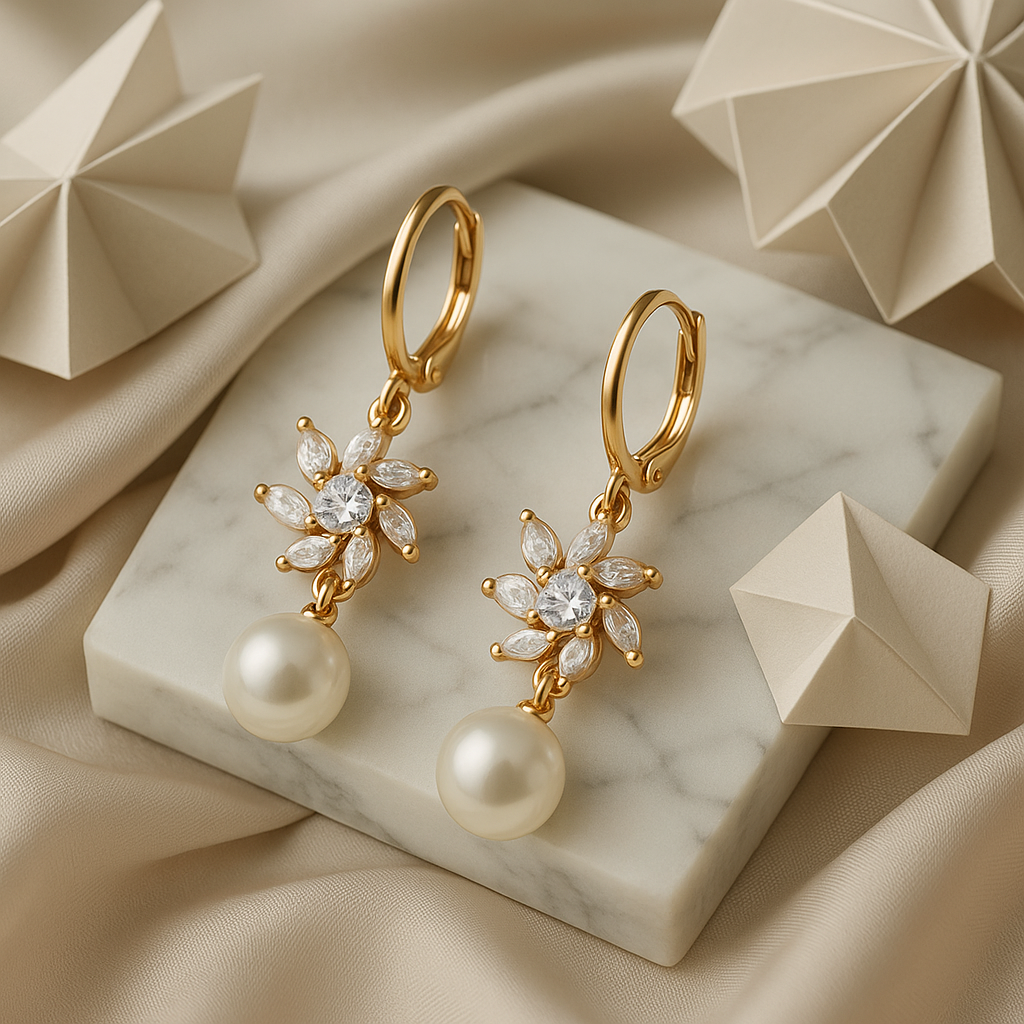 Flower Pearl Anti Tarnish Earrings