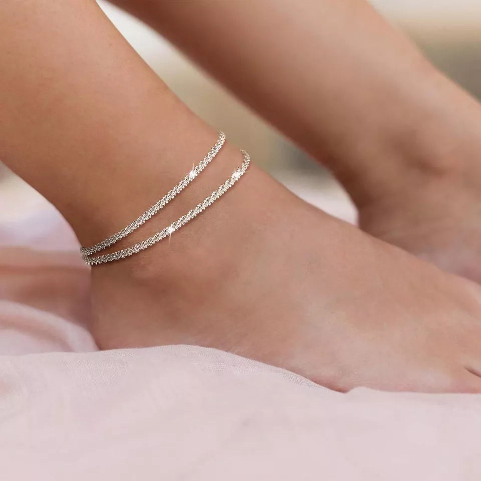 Elsira Crystal Anklets ( S925 Sterling Silver )