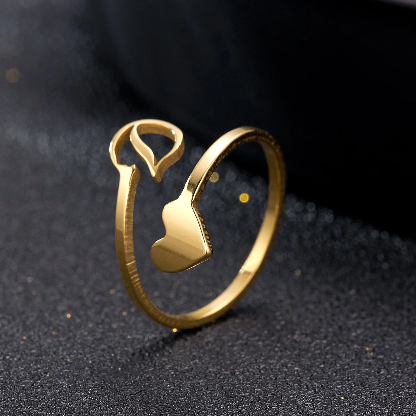 Heart 26 Letter Alphabet Open Ring