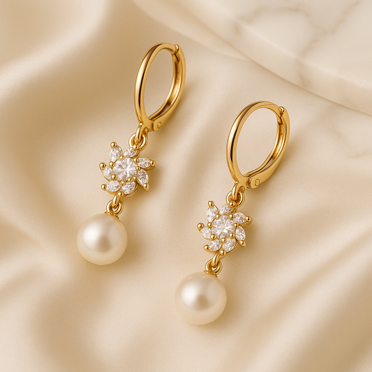 Flower Pearl Anti Tarnish Earrings