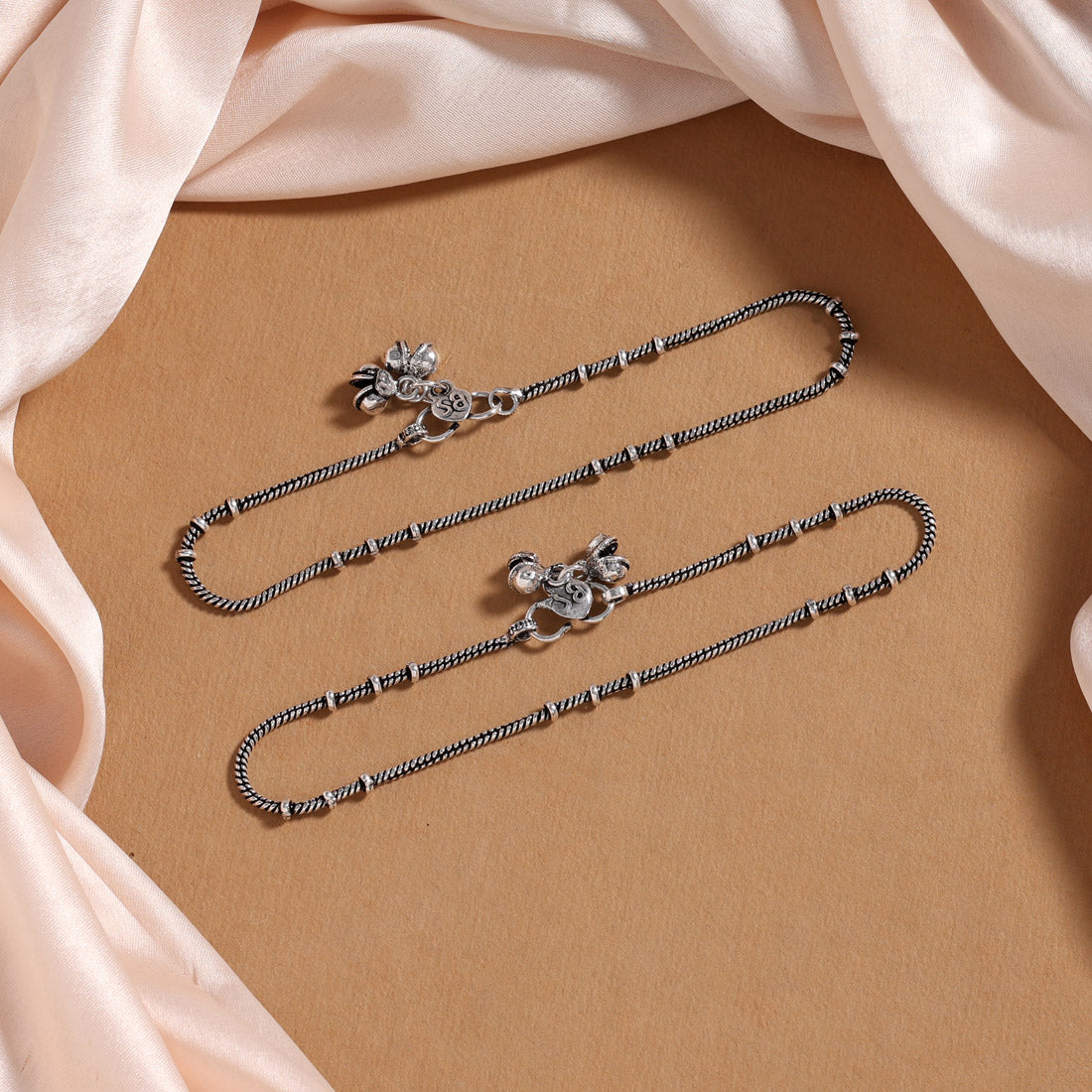 Silver Oxidised Anklets