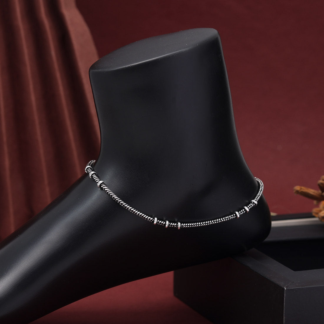 Silver Oxidised Anklets