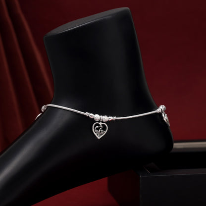 Silver Mini Charm Oxidised Anklets