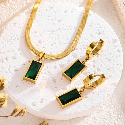 Emerald Square Necklace Set