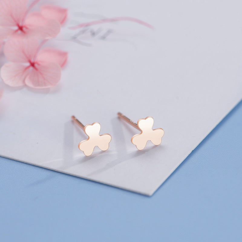 Clover Kisses Stud Earrings ( S925 Sterling Silver )