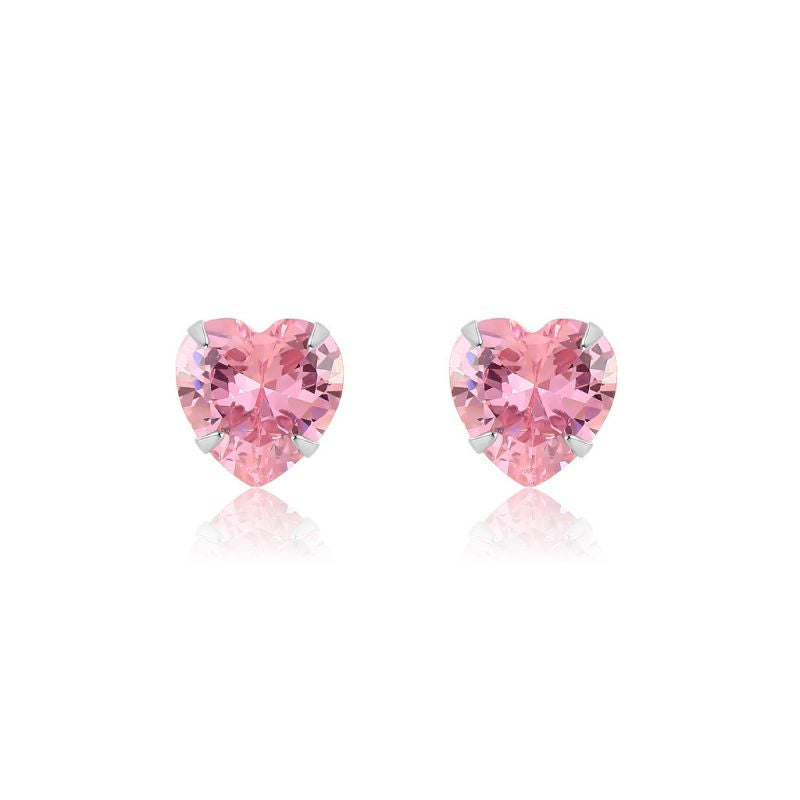 Pink Heart 925 Sterling Silver Earrings