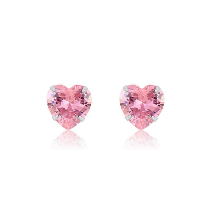 Pink Heart 925 Sterling Silver Earrings