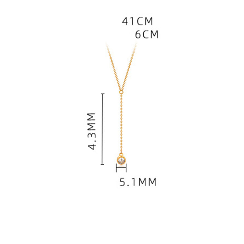 Diamond Y Shape S925 Sterling Silver Necklace