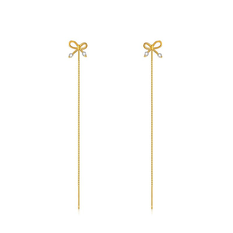 Bow Platinum Diamond 925 Sterling Silver Earrings