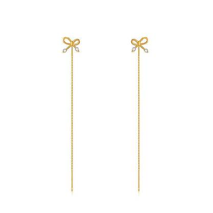 Bow Platinum Diamond 925 Sterling Silver Earrings