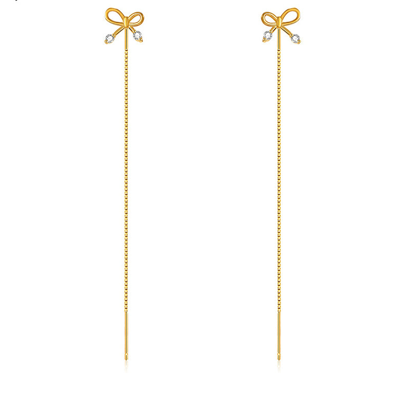 Bow Platinum Diamond 925 Sterling Silver Earrings
