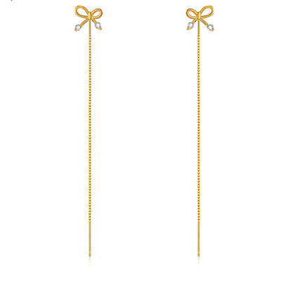 Bow Platinum Diamond 925 Sterling Silver Earrings