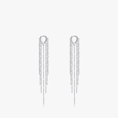 Long Tassel Hoop 925 Sterling Silver Earrings
