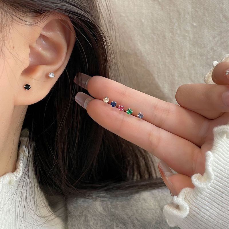 Diamond Stud 925 Sterling Silver Earrings