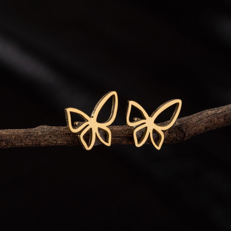Tiny Butterfly Kiss Stud Earrings