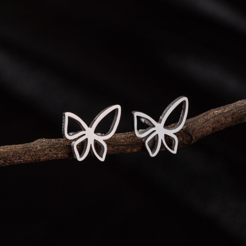 Tiny Butterfly Kiss Stud Earrings