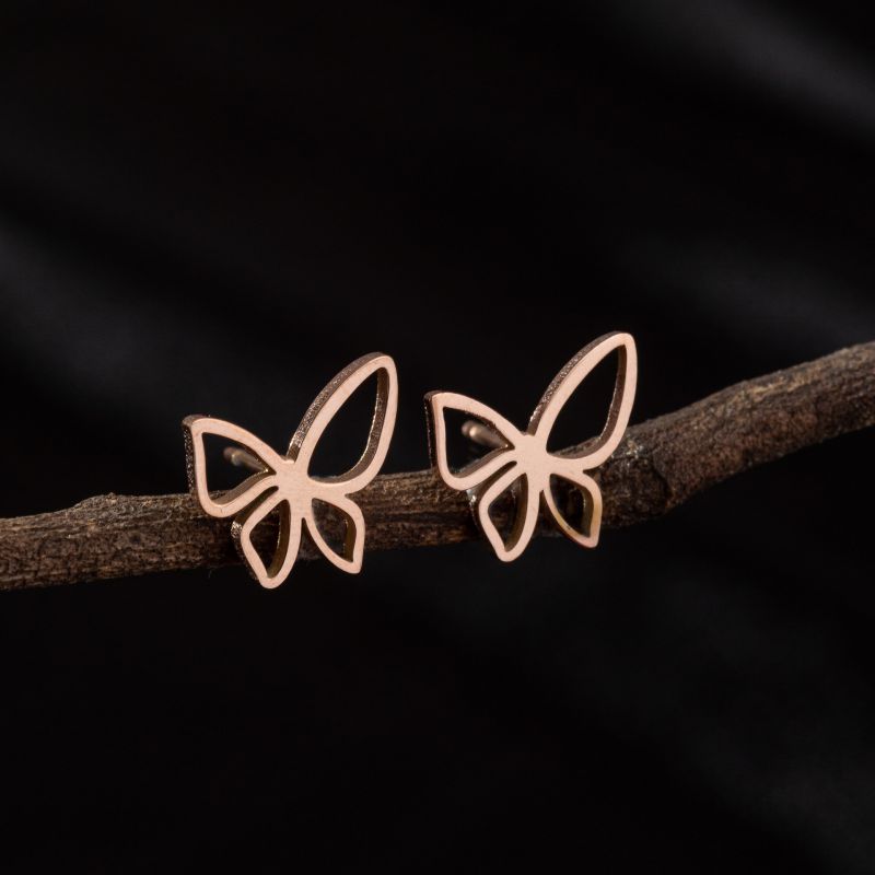Tiny Butterfly Kiss Stud Earrings