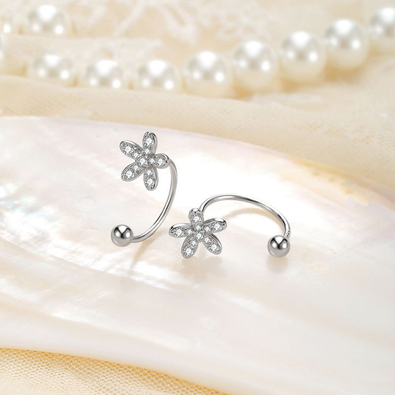 Diamond Flower 925 Sterling Silver Earrings