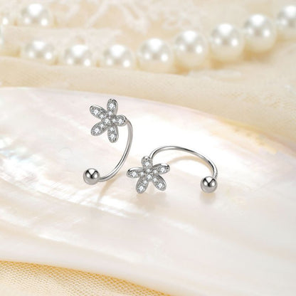 Diamond Flower 925 Sterling Silver Earrings