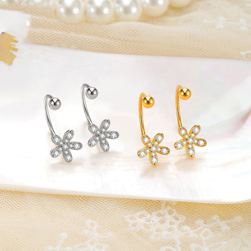 Diamond Flower 925 Sterling Silver Earrings