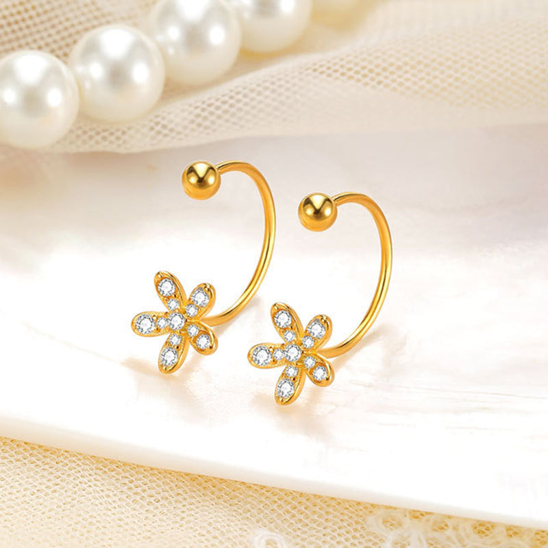 Diamond Flower 925 Sterling Silver Earrings