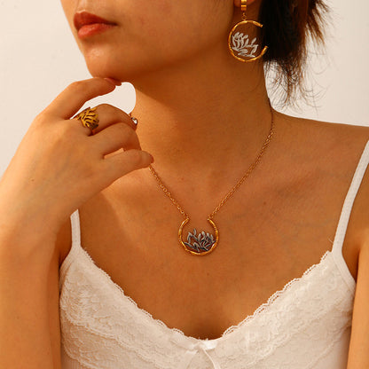 Bamboo Earrings Bracelet Ring 5-piece Necklace Set