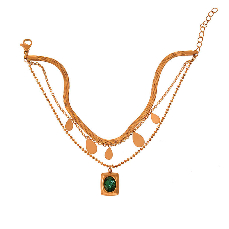 Emerald Diamond Earring Bracelet Ring Necklace Set