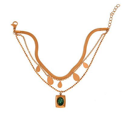 Emerald Diamond Earring Bracelet Ring Necklace Set