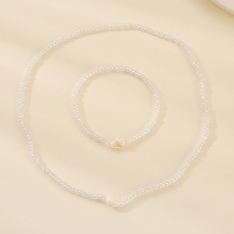 Rice Bead Conch Ocean Necklace & Bracelet Set