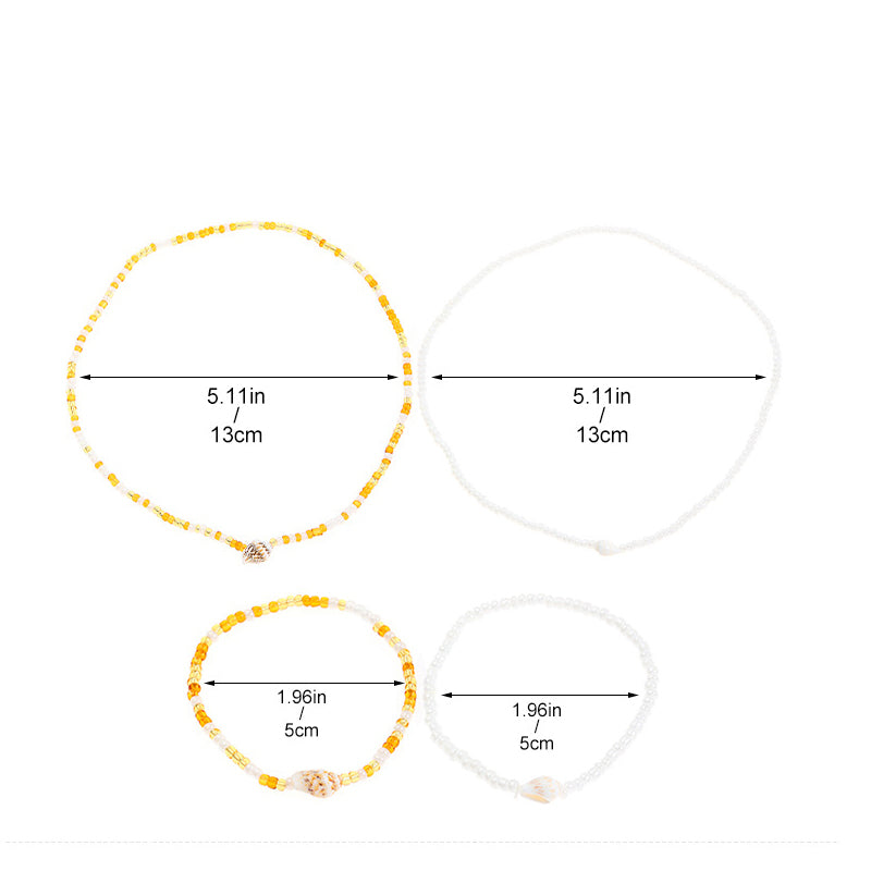 Rice Bead Conch Ocean Necklace & Bracelet Set