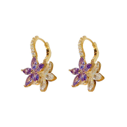 Wink of Wildflower – Purple Zircon Earrings with Thick Gold Plating