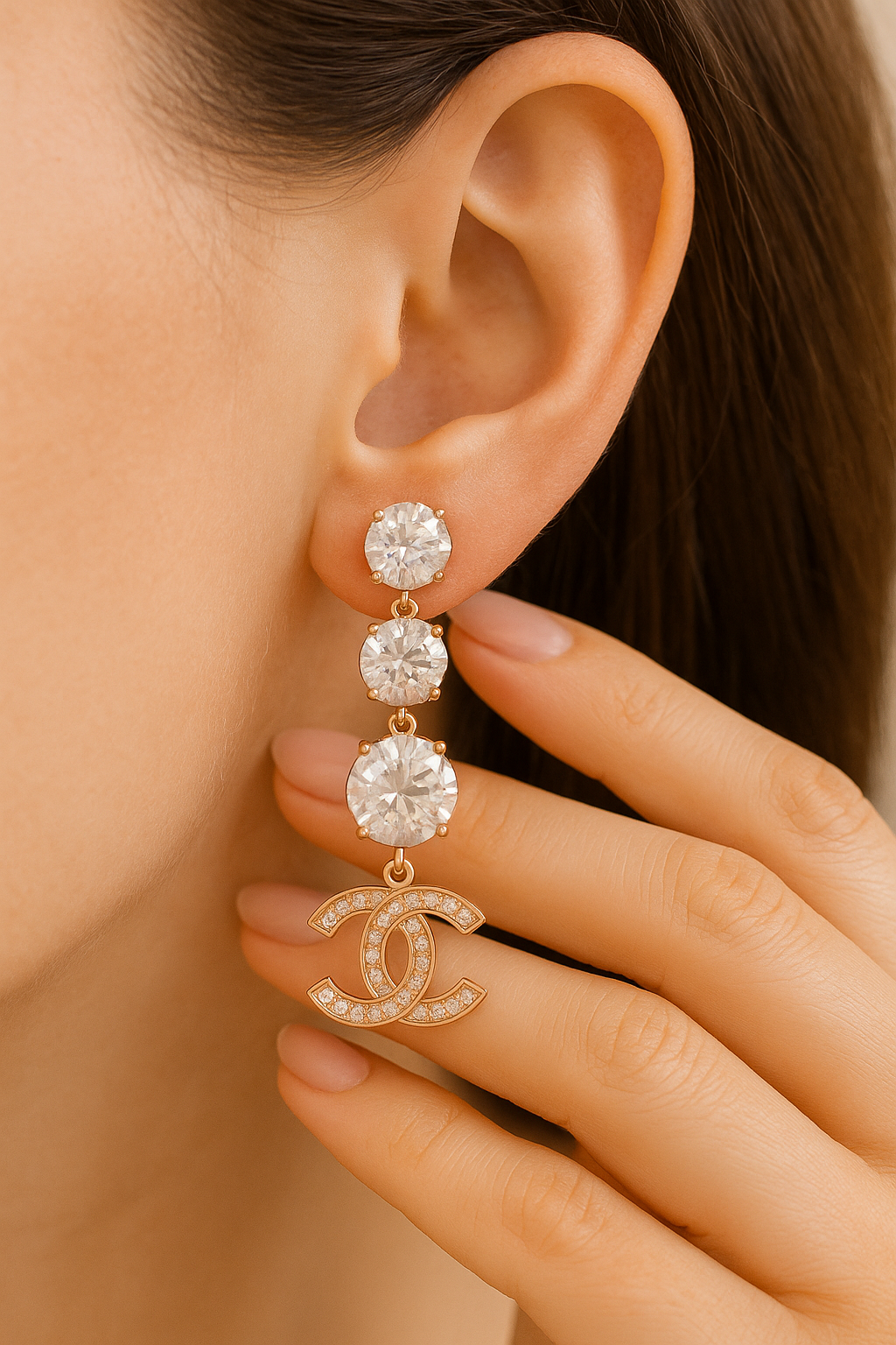 華やかさと実用性☆【CHANEL】Pendant Earrings Pendant earrings - Metal & strass, silver & crystal